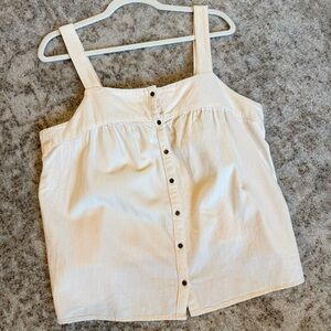 Old Navy Women’s Cream Button-Front Sleeveless Tank Top Twill Swing Top Large